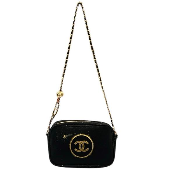 CHANEL Black Crossbody Bag with Gold Accents - Picture 1 of 8